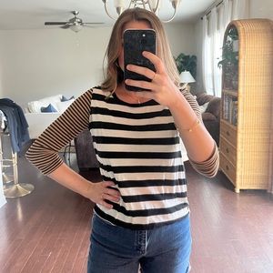 3-Quarter Length Sleeve Striped Top M
